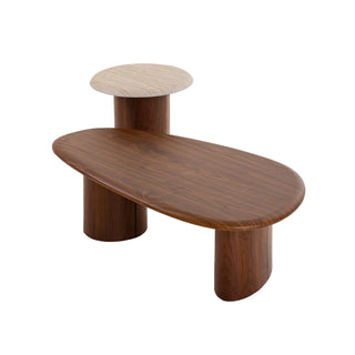 Skye Side Table Walnut Beige
