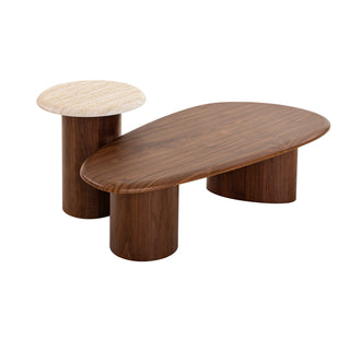 Skye Side Table Walnut Beige